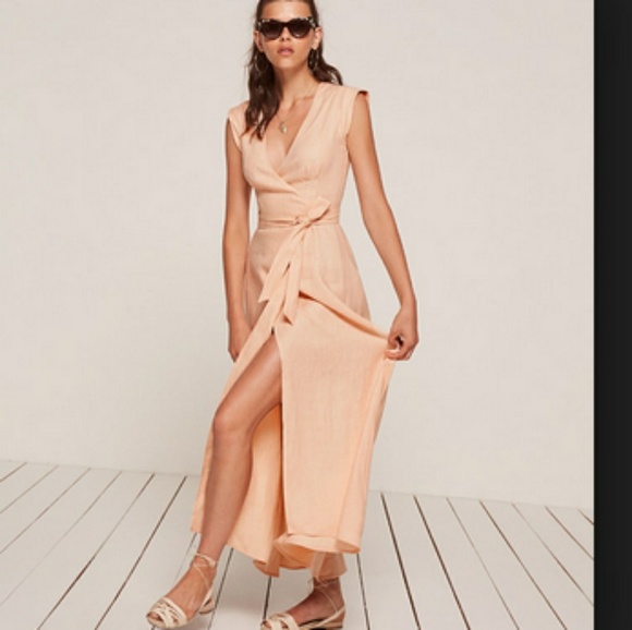 peach wrap dress